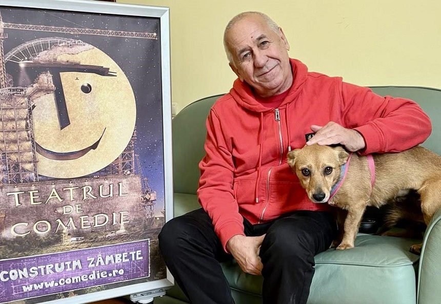 Actorul Mihai Bendeac şi directorul Teatrului de Comedie, George Mihăiţă, au adoptat o căţeluşă de la ASPA - FOTO