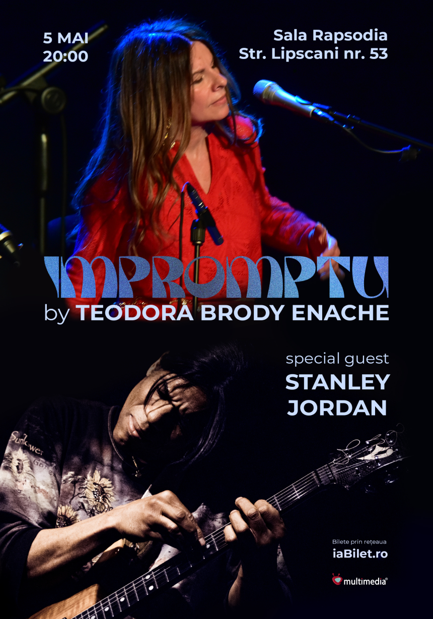 Teodora Brody Enache şi faimosul chitarist american Stanley Jordan compun şi improvizează live, în premieră, pe 5 mai, la Bucureşti 