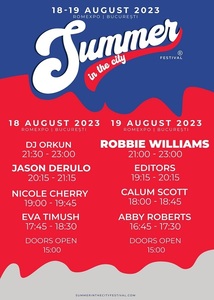 Abby Roberts, Nicole Cherry, Eva Timush, DJ Orkun Bozdemir, în line-up-ul Summer in the City de la Romexpo. Porţile de acces se vor deschide la ora 15.00