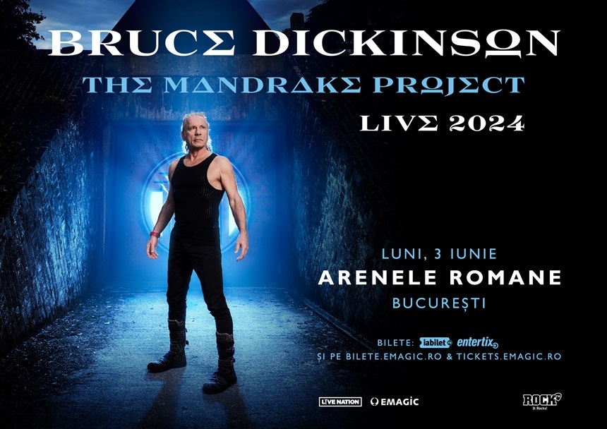 Bruce Dickinson, solist al legendarei trupe Iron Maiden, revine la Bucureşti în 3 iunie 2024. Biletele pentru concertul de la Arenele Romane vor fi puse în vânzare miercuri