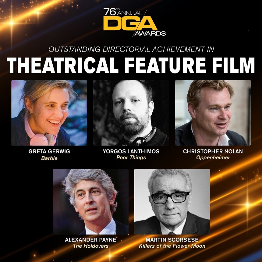 Premiile DGA - Regizorii Christopher Nolan şi Greta Gerwig, printre nominalizaţii din 2024