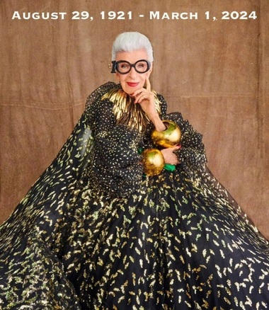 Iris Apfel, simbol al modei şi "starletă geriatrică", a murit la vârsta de 102 ani