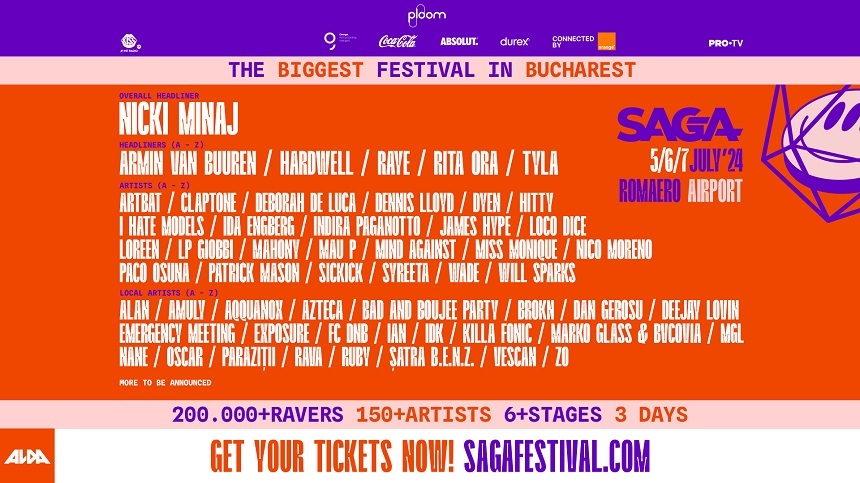 SAGA festival 2024 - Line-up şi programul pe zile. Concertul Nicki Minaj este deja sold out. Rita Ora şi Tyla sunt headlinerii care se alătură anul acesta evenimentului de la Bucureşti
