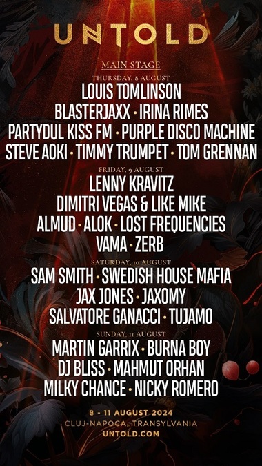 Artiştii şi DJ-ii care vor cânta pe cele opt scene de la UNTOLD - Steve Aoki şi Irina Rimes, în prima zi de festival. Vama, în deschidere la Lenny Kravitz