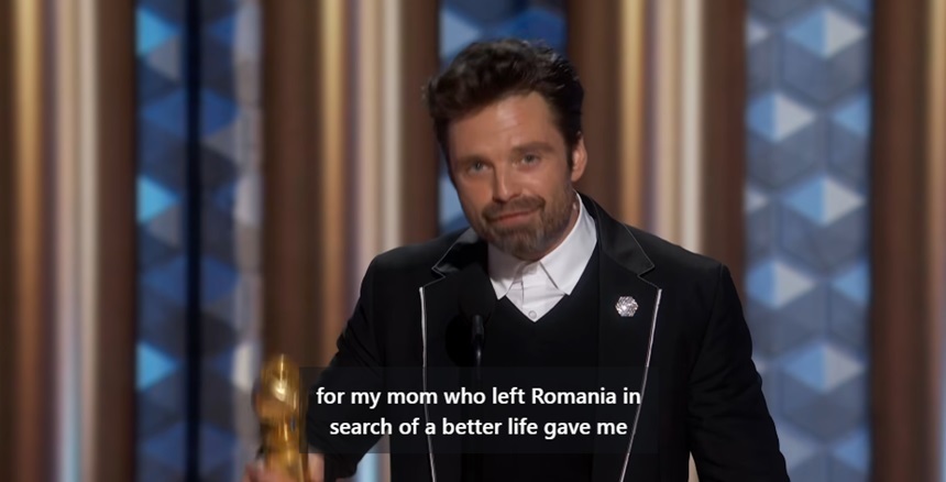 Sebastian Stan a câştigat Globul de Aur pentru „A Different Man”: „Acest premiu este pentru mama. România, te iubesc!” - VIDEO