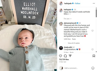 Eminem a devenit bunic. Fiica rapperului, Hailie Jade Scott, îi aduce un omagiu cu numele copilului