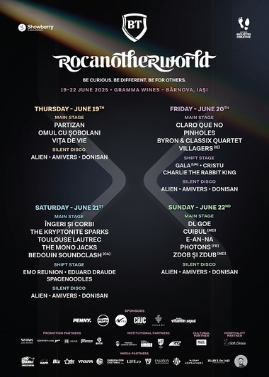 Zdob şi Zdub, Viţa de Vie, The Mono Jacks, byron & Classix Quartet, Omul cu Şobolani, Partizan, la cea de-a zecea ediţie Rocanotherworld de la Iaşi. Line up-ul complet