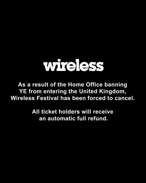 Festivalul de muzică Wireless, anulat după ce lui Kanye West i s-a interzis intrarea în Marea Britanie
