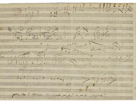 O schiţă a unei partituri compuse de Beethoven, estimată între 176.000 şi 234.000 de euro, scoasă la licitaţie