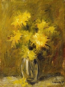 Lucrarea "Flori", de Adrian Ghenie, s-a vândut miercuri, la casa de licitaţii Goldart, cu 22.000 de euro