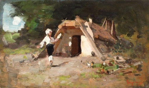 Licitaţia de Mărţişor: Tabloul ”Ţărăncuţă cu fuior”, de Nicolae Grigorescu, estimat de Artmark la 40.000 de euro