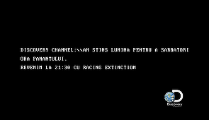 Discovery Channel sărbătoreşte sâmbătă Ora Pământului şi îşi va întrerupe programul timp de 60 de minute. VIDEO