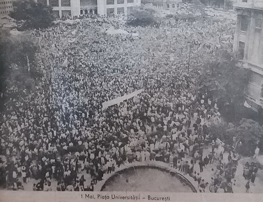 1 Mai 1990, în Piaţa Universităţii (Foto: Aura Marinescu)