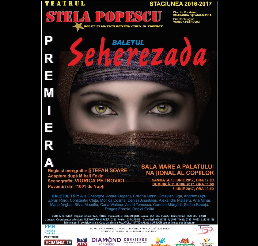 Baletul “Şeherezada”, narat de Stela Popescu, va fi prezentat în premieră la Palatul Naţional al Copiilor