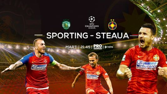 Meciul de fotbal dintre Sporting Lisabona şi FCSB va fi transmis, marţi, de Pro TV şi Dolce Sport