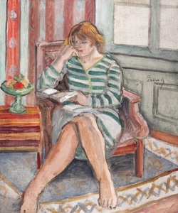 "Lectură (Yvonne Cousin în atelierul din Place Dauphine)", semnat Pallady, este pus în vânzare de Artmark pentru 25.000 de euro 