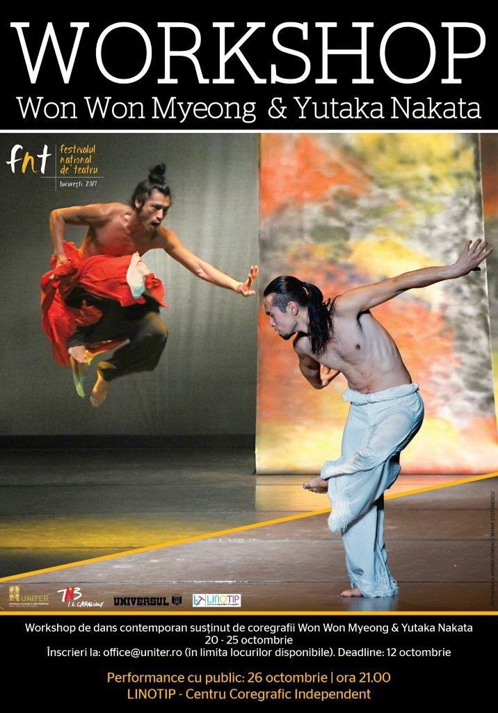 Coregrafii Won Won Meyeong şi Yutaka Nakata vor susţine un workshop de dans contemporan în Festivalul Naţional de Teatru