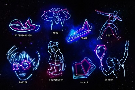 Oamenii de ştiinţă au creat constelaţii cu nume de personalităţi sportive ca Serena Williams sau Usain Bolt pentru a-i atrage pe copii să privească cerul