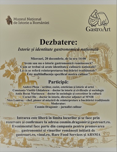 Despre "Istorie şi identitate gastronomică naţională" cu Andrei Pleşu şi Constanţa Vintilă Ghiţulescu, la MNIR