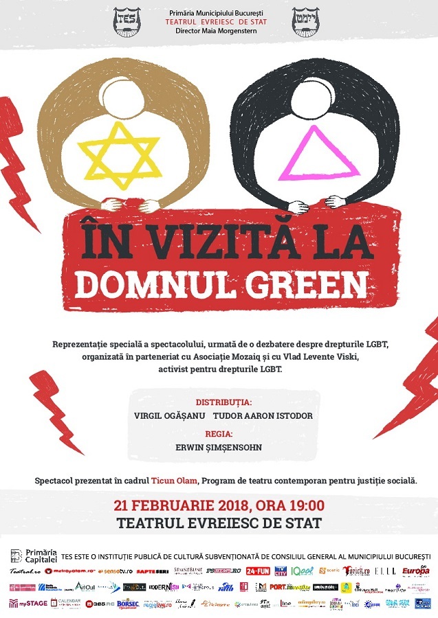 Dezbatere despre drepturile LGBT la Teatrul Evreiesc de Stat după spectacolul "În vizită la Domnul Green" cu Virgil Ogăşanu şi Tudor Aaron Istodor