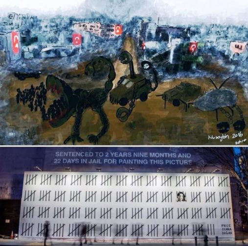 Banksy militează pentru eliberarea din închisoare a unei artiste din Turcia cu o nouă lucrare-protest la New York