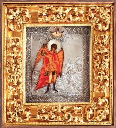 Icoană pe lemn "Arhanghelul Mihail", adjudecată la Artmark contra sumei de 7.000 de euro. "Descrierea Moldovei" a lui Cantemir, vândută la 3.000 de euro