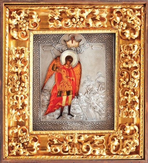 Icoană pe lemn "Arhanghelul Mihail", adjudecată la Artmark contra sumei de 7.000 de euro. "Descrierea Moldovei" a lui Cantemir, vândută la 3.000 de euro