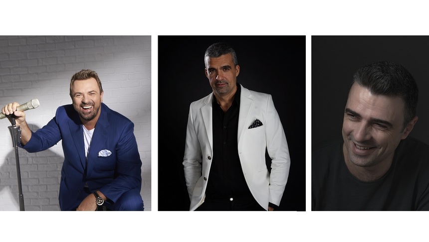 Horia Brenciu, Aurelian Temişan şi Cornel Ilie, în distribuţia musicalului „Mamma Mia!”