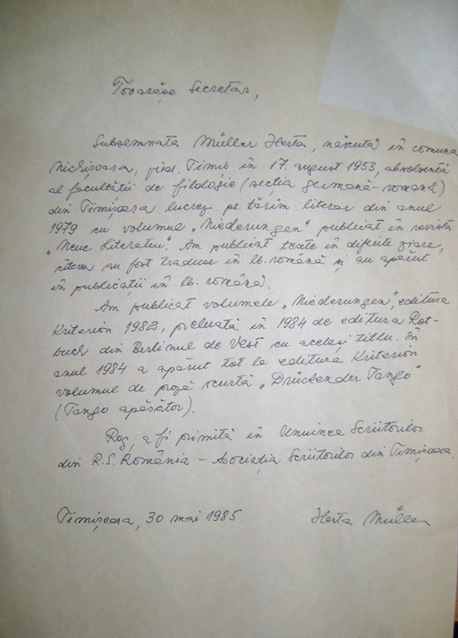 Herta Müller: Nici măcar nu ştiam că sunt membră a Uniunii Scriitorilor din România. USR o contrazice şi face publică cererea prin care scriitoarea solicita intrarea în organizaţie