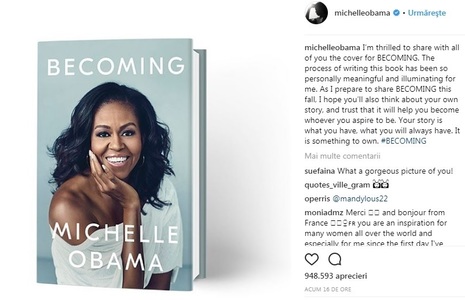 Cartea de memorii "Becoming", scrisă de Michelle Obama, va fi lansată pe 13 noiembrie la nivel internaţional