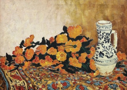 Tabloul "Gălbenele şi ulcior", pictat de Ştefan Luchian, a fost estimat de Artmark la 180.000 de euro şi va fi licitat pe 19 iunie