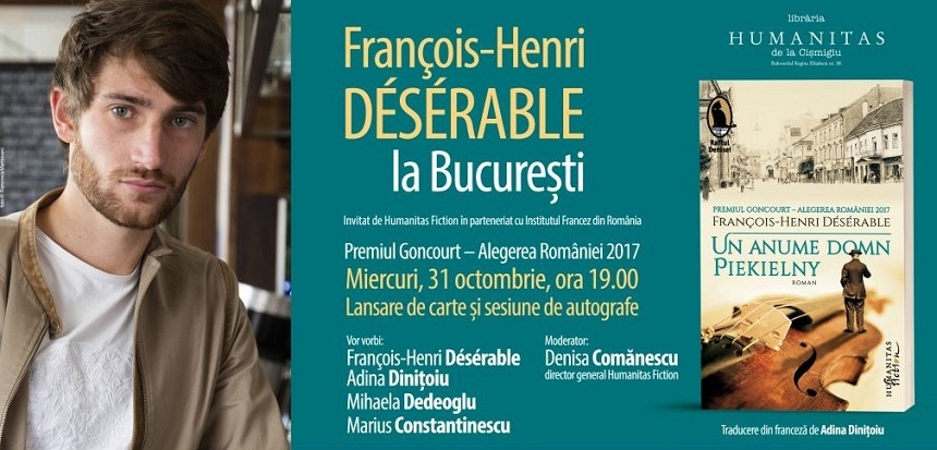 François-Henri Désérable, câştigătorul Premiului Goncourt - Alegerea României 2017, prezent la Bucureşti şi Timişoara