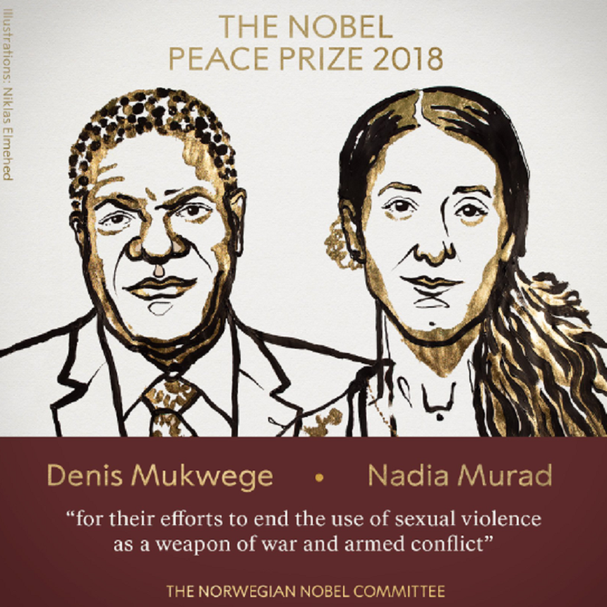 Laureaţii premiului Nobel pentru Pace pe 2018, Nadia Murad şi Denis Mukwege, au primit distincţiile în cadrul unei ceremonii la Oslo - Premiul acordat astăzi va avea valoare doar dacă va duce la o schimbare concretă în vieţile victimelor violenţei sexuale din întreaga lume