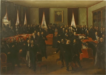 Tabloul "Proclamarea Unirii (24 Ianuarie 1859)", de Theodor Aman, recent restaurat, va fi prezentat publicului la MNIR