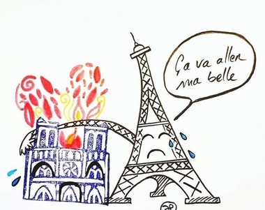Notre-Dame de Paris, omagiată în desenele unor artişti - FOTO