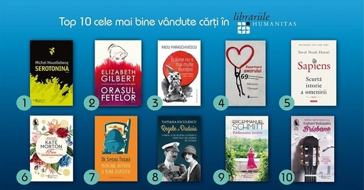 Cele mai vândute 10 cărţi în Librăriile Humanitas în anul 2019