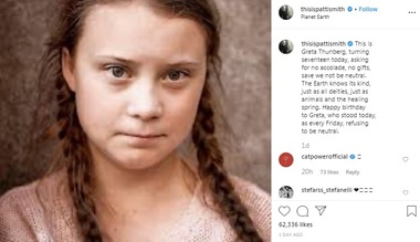 Patti Smith i-a scris un poem Gretei Thunberg la împlinirea vârstei de 17 ani