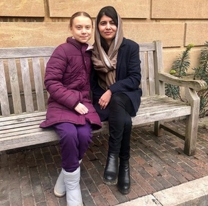 Activista pentru mediu Greta Thunberg s-a întâlnit cu laureata premiului Nobel pentru Pace Malala Yousafzai la Oxford