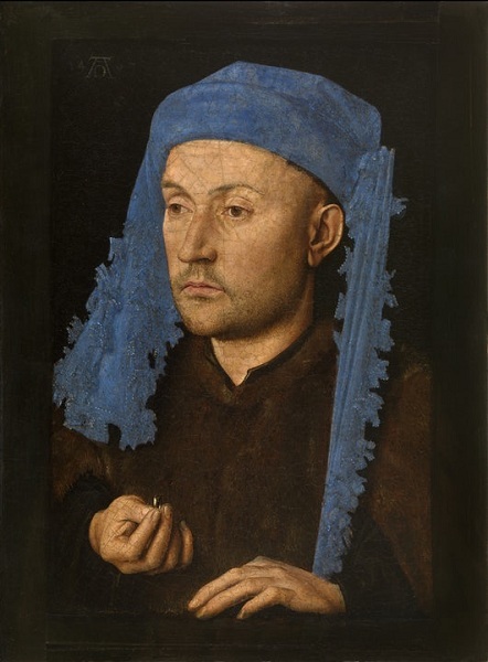 Lucrarea "Omul cu tichie albastră", de Jan Van Eyck, de la Muzeul Brukenthal din Sibiu, expusă în cea mai mare expoziţie consacrată vreodată pictorului 