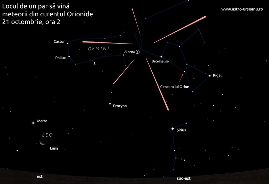 Orionidele, stele căzătoare din constelaţia Orion, vor putea fi observate între 20 şi 22 octombrie