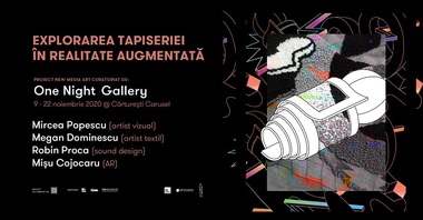 O lucrare originală de artă textilă, augmentată cu o animaţie 3D, văzută la Cărtureşti Carusel