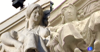 Restaurare „nefericită” a unei sculpturi de pe o clădire din oraşul spaniol Palencia, „un dezastru estetic” care poate deveni reclamă

