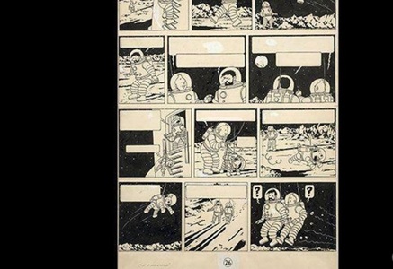 Un desen cu Tintin şi căpitanul Haddock în spaţiu, adjudecat la aproximativ 150.000 de euro