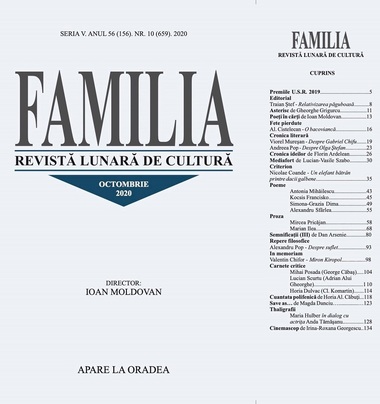 Revista Familia, mutată administrativ la Biblioteca Judeţeană Bihor. Uniunea Scriitorilor: "Ca bun de patrimoniu cultural imaterial, ea nu poate fi lichidată şi transformată într-un compartiment subaltern al unei instituţii care are o cu totul altă funcţie"