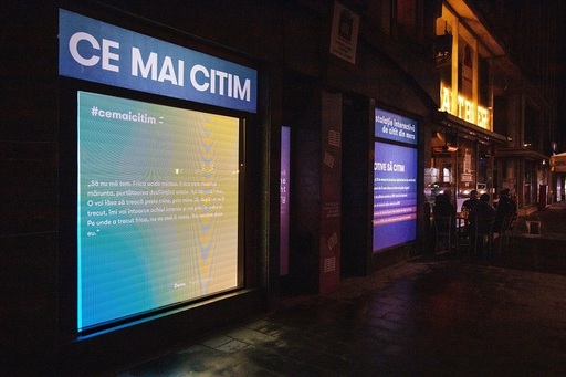 Instalaţia interactivă #cemaicitim poate fi vizitată din mers, între 29 şi 31 ianuarie, în vitrina galeriei 1001 Arte de pe Calea Victoriei 