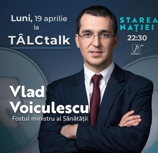 Vlad Voiculescu, fostul ministru al Sănătăţii, este invitatul lui Dragoş Pătraru la "Starea naţiei" de la Prima TV