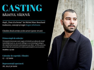 Teatrelli anunţă înscrieri pentru distribuţia performance-ului work in progress "Băiatul văduvă", în regia lui Eugen Jebeleanu
