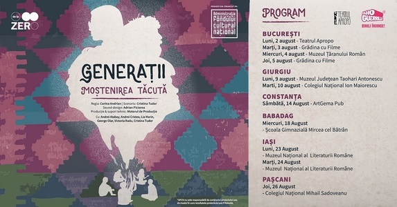 „Generaţii - Moştenirea Tăcută”, despre impactul experienţelor familiei asupra propriei vieţi, premieră la Teatrul Apropo din Bucureşti