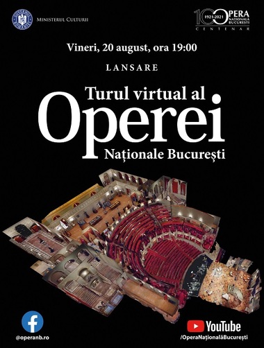 Sala Mare, Foaierul Galben şi spaţiul Muzeului Operei Naţionale Bucureşti pot fi vizitate, de vineri, pentru prima dată virtual 