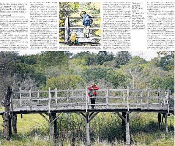 Podul din lemn care a inspirat aventurile lui Winnie-the-Pooh, vândut cu peste 150.000 de euro la licitaţie 